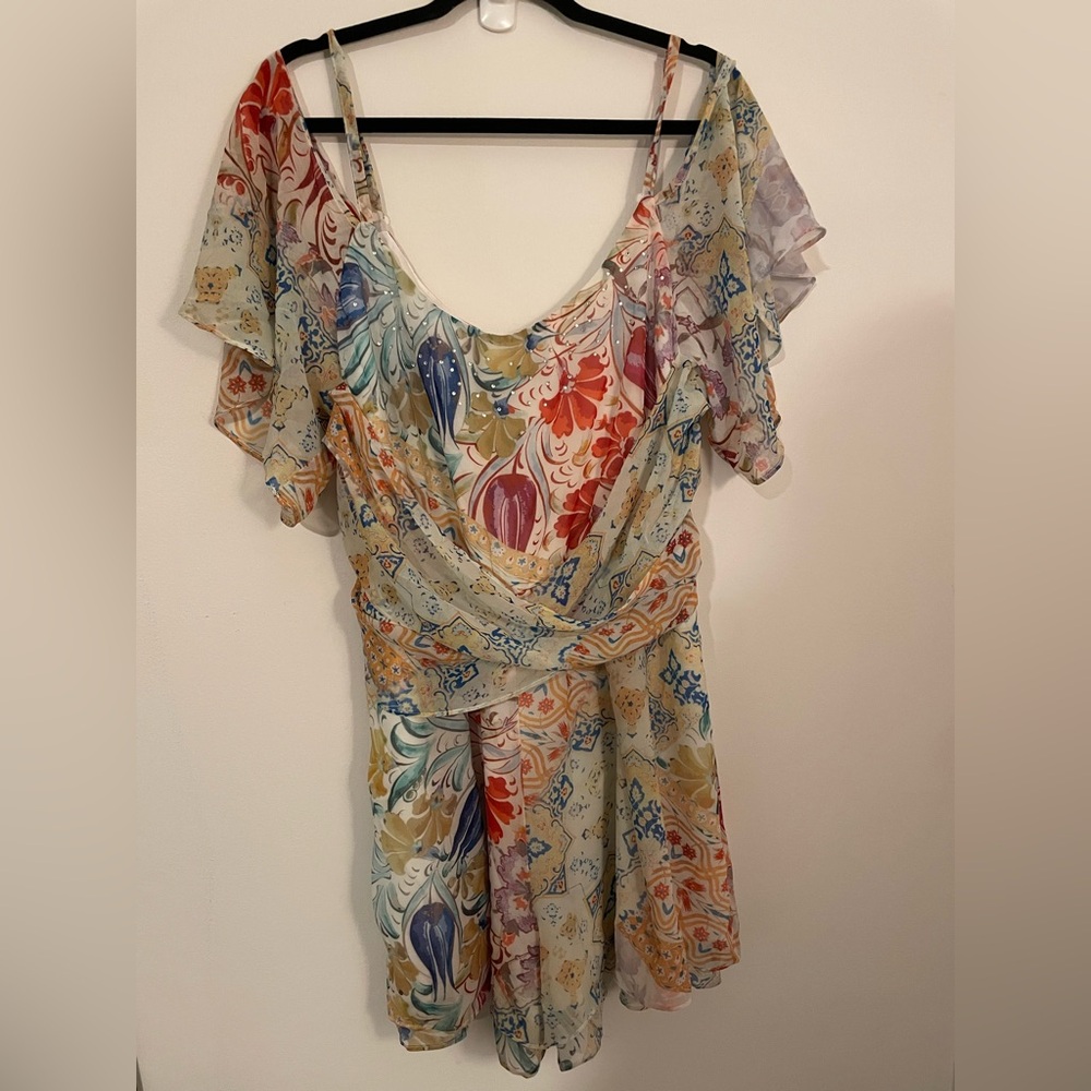 City Chic Asymmetrical Floral Dress - Multicolor